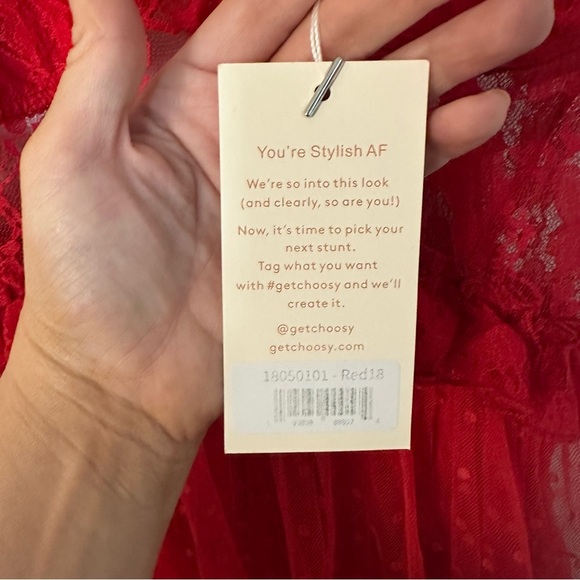 Choosy Womens Sleeveless Red Polka Dot Ruffle Lace Maxi Lingerie Dress Sz 18 NWT - Picture 13 of 14